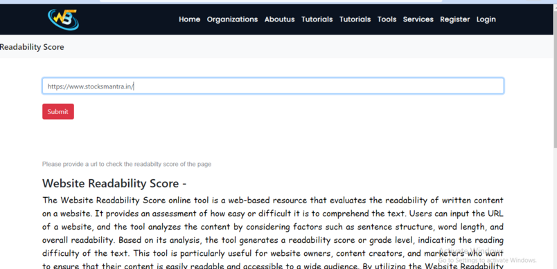 Website Readability Score online tool - Artificial Intelligence