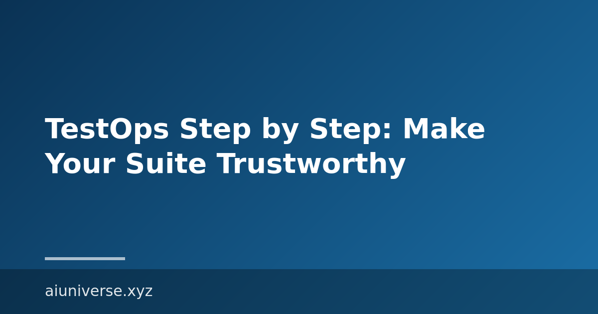 TestOps Step by Step: Make Your Suite Trustworthy